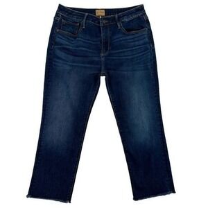 Driftwood Candace Classic Fit Womens Sz 31 Dark Wash Cropped Jeans Frayed Hem